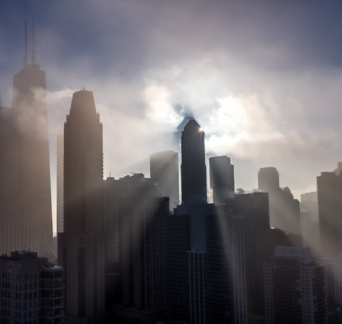Foggy Sunrise Chicago