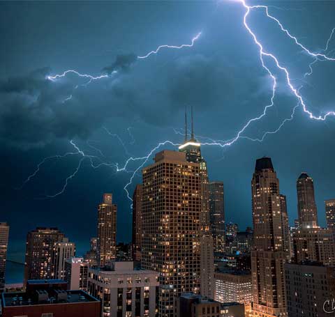 Lightning over the Hancock Chicago